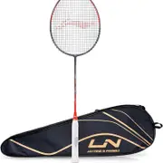 Li-Ning Wind Lite 800 II Carbon Fibre Badminton Strung Racket with Full Cover | For Intermediate | Size: 78gm | Dark Grey-Red