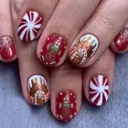 Christmas Press On Nails Gingerbreads Man on Nails Candy House False Nails