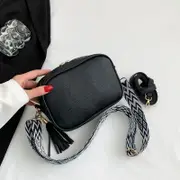 GGP Black Trendy Crossbody Shoulder Bag With Tassel Accent Compact And Stylish