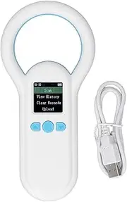 Pet Microchip Scanner, 134.2Khz RFID EMID Micro Chip Reader Scanner, Portable Animal Ear Tag ID Reader, 500 Records Storage, Handheld Pet Scanner Microchip Reader