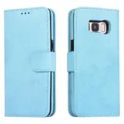 Case Card Slots Retro Leather Wallet Shockproof Flip Cover Magnetic Closure Bookstyle Stand Case - Blue