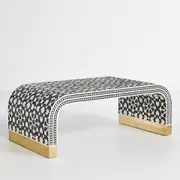 Zohi Interiors Arabesque Bone Inlay Waterfall Coffee Table in Black