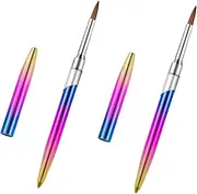 Outanaya 2Pcs Gradient Nail Art Pen Durable Nail Gel Brushes Manicure Supplies Smooth Application for Salon Results