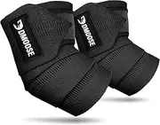 DMoose Fitness Elbow Wraps for Weightlifting (Pair) - 40'' Adjustable Elbow Strap for Gym Workout & Bench Press, Compression Elbow Wraps for Tendonitis & Joint Support, Elbow Sleeve (Black)