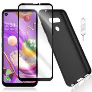 Tempered Glass Screen Protector Soft TPU Case f Spectrum Mobile LG Q70 LM-Q620QM