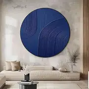 Special Abstract Blue Textured Knife Thick Oil Painting On Canvas Handmade Modern Line texture Wall Art Living Room Decor