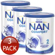 3 x Nestle NAN Comfort Stage 2 Follow-on Formula 800g 6-12 Months Milk Powder