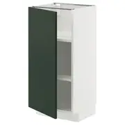 METOD base cabinet with shelves, white/Havstorp deep green, 40x37x80 cm