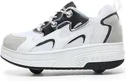 Ehauuo Kids USB Charging LED Light up Shoes with Wheels Retractable Roller Skates Shoes Roller Sneakers for Unisex Girls Boys Beginners Gift