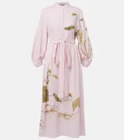 [Erdem] Erdem Printed linen midi dress AU 18 pink