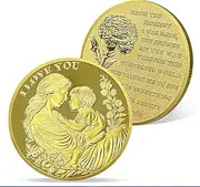 AtSKnSK I Love You Mum Coin Love Expression Coin Carnation Chips Locket Gifts for Mother's Day Birthday Sign of Appreciation for Mother