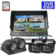 4x HD 1080P Front Side Rear View Backup Camera System+ 9" Quad Split DVR Monitor