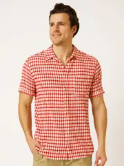 Mens Short Sleeve Check Christmas Shirt