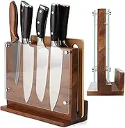 Kitchen Magnetic Knife Block with Acrylic Shield Double Side Knife Holder Rack Magnetic Stands with Strong Enhanced Magnets, Multifunctional Storage Knife Stand for Kitchen Cutlery Display Organizer