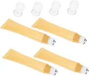 WOFASHPURET 4pcs Refillable Eye Cream Roller Ball Bottles for Travel Essential Oil Squeeze Tubes Khaki for DIY Skincare and Eye Care Routine Gentle Gel Texture Suitable for All Skin