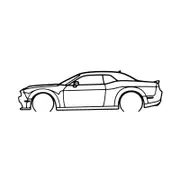 Ignite Laser Dodge Challenger SRT Hellcat Silhouette Metal Wall Art Coated Black 47inch/120cm