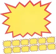FIXOSHEE 50pcs Reusable Price Sign Cards Erasable Burst Tags for Retail Store Pricing Supermarket Supplies Double Sided Eye Catching Yellow Display