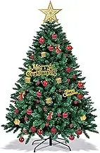 Roccar Christmas Tree with Christmas Balls, Christmas Decorations for Home, Office and Party, Artificial Xmas Tree with 1200 Branches, Easy Assemble,Hinges Branches and Collapsible Base