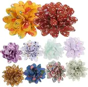 10Pcs Colorful Flower Collars for Dogs and Cats Decorative Pet Accessories with Elastic Band Lightweight Lace Floral Design for Parties and Photo Shoots