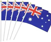Unikstone 25 Pack Hand Held Small Mini Flag Australia Flag Australian Stick Flag Round Top National Country Flags,Party Decorations Supplies For Parades,World Cup,Festival Events ,International Festival