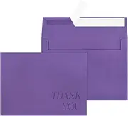 5x7 Envelopes for Invitations A7 Envelopes with Debossed Thank You Lettering Font(Purple, 100 Qty)