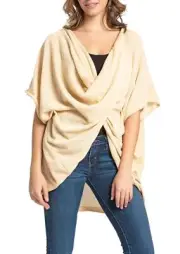 MSRP $68 Save the Ocean Recycled Knit Twist Poncho White Size OSFA