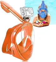 Snorkel Mask for Kids, 180° Panoramic View Free Breathing Full Face Snorkeling Mask Anti-Fog and Anti-Leak Suitable for Children Aged 4-15