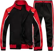 [WFEI] Men's Sportswear Casual Spring Tracksuit Men Two Pieces Sets Stand Collar Jackets +Sweatshirt Pants Joggers Track Suit,Black,XXL