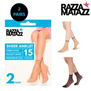 2 Pack RazzaMatazz Sheer Anklet 15 Denier Women Pantyhose Stockings Socks H80044
