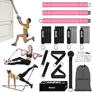 Pilates bar kit with Resistance bands/3-Section Pilates Bar with Non-Slip Foot Belts