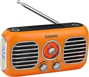 ZHIWHIS Emergency Radio with Portable Fan, AM/FM/WB Weather Radios with SOS Siren, Hand Crank/Solar Panel/4000mAh//Power Bank/Rotary Knob/Rechargeable Retro Receiver with LED Light ZWS-380