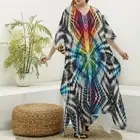 Psychedelic Tie Dye Kaftan Dress Goddess Caftan Trippy Festival Plus Size Hippie