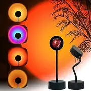 LED Sunset Projector Lamp Tiktok Lights USB Operation Rainbow Night Light Atmosphere Table Lamp Living Room Bedroom Coffee Store Background Wall Decoration Col