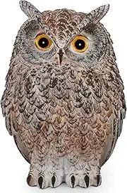 YANFLERENT Realistic Owl Statue for Indoor & Outdoor Decoration, Effective Birds Deterrent for Garden, Patio, Yard, and Home Decor, Suitable Spring Decor (Brown)