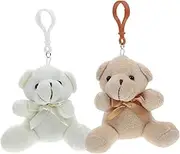 2 Pcs Adorable Mini Bear Plush Stuffed Animals Plush Bear Pendant Toy For Backpack Tiny Keychains For Women Small Animal Key Ring