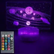 Solar System LED Night Light with Remote Control - 16 Colors, 5 Modes, Dimmable