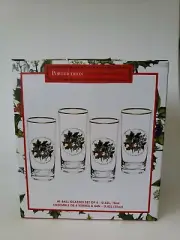 Portmeirion The Holly and The Ivy Set of 4 Tall Highball Hiball Glasses NEW