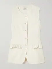 [Posse] Posse - Matilda Ruffled Linen Vest - Ivory - small small Ivory