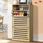 Oikiture Shoe Cabinet Storage 3 Doors Shoes Rack Organiser Wooden Shelf 45 Pairs