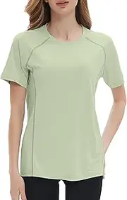 [Riverruns] Women's Workout Top Short Sleeve Shirt UPF 50+ Rash Guard Sun Protection Quick Dry Athletic Swimsuit