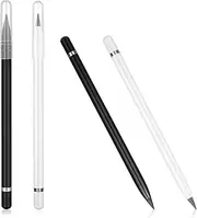 4 Pcs Metal Inkless Pen Set Eternal Everlasting Pencil Sustainable and Tree Friendly Infinite Write Erasable Pens Color Close to HB Pencil School Supplies(Black, White)