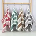 2Pcs Coral Velvet Bath Towel Color Strip Shower Towel Beach Towel Vacation