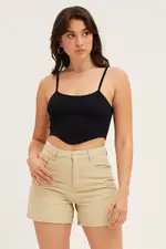 Beige Denim Shorts High Rise - Size 14, Women's Relaxed Short