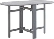 Garden Table Acacia Wood, Foldable Outdoor Dining, Portable Patio or Party Use, Grey 120x70x74 cm, Round Top