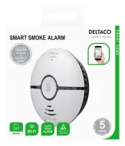 DELTACO SMART WIFI Smoke Alarm Lights works with Alexa Google Home 30 Sqm Range