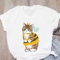 在飛比找蝦皮購物優惠-cute cat Tshirt夏季可愛小貓印花潮流性感潮酷簡