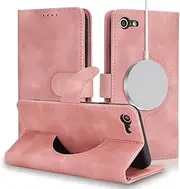 Cavor for iPhone 7/8 Case iPhone SE 2020/ SE 2022 Leather Wallet Folio Flip Cover Support Magsafe Charging Kickstand Photo Holder Card Slots Protective Shockproof Phone Cases-Matte Style Rose Gold