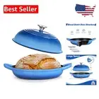 Blue Enameled Cast Iron Dutch Oven with Lid - Perfect for Sourdough Baking
