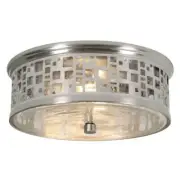 AFX Flush Mount Ceiling Lights 11" 2-Light Nickel W/Steel/Seeded Glass Shade