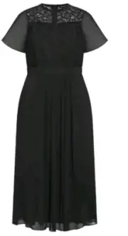 City Chic Small Dress Lace Bodice Black Plus Size 16